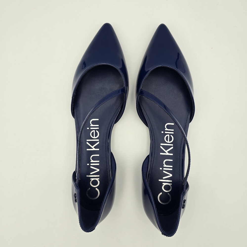 Calvin Klein Women's Sannie Pointy Toe Dress Flats, Blue Patent Leather, Sz 9.5M - Picture 7 of 11